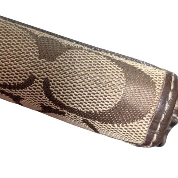 Coach Brown Signature Wallet logo canvas leather trim brown design secure clasp - Picture 5 of 11